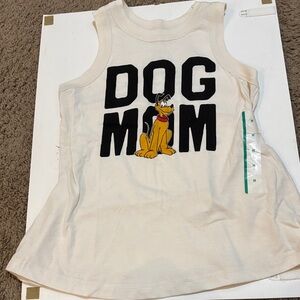 Disney Cream Tank Top with Black Text and Yellow Dog Graphic